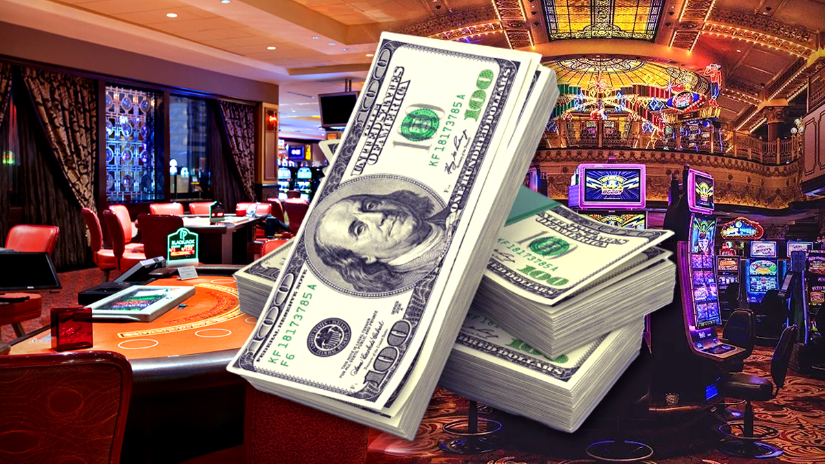 Hundred Dollar Bills With a Casino Background