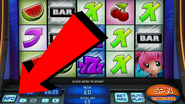 Slot Machine Screen Showing Info Button