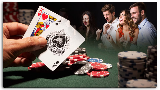 Hand Showing Cards Playing Blackjack, Casino Chips, Group of People Cheering
