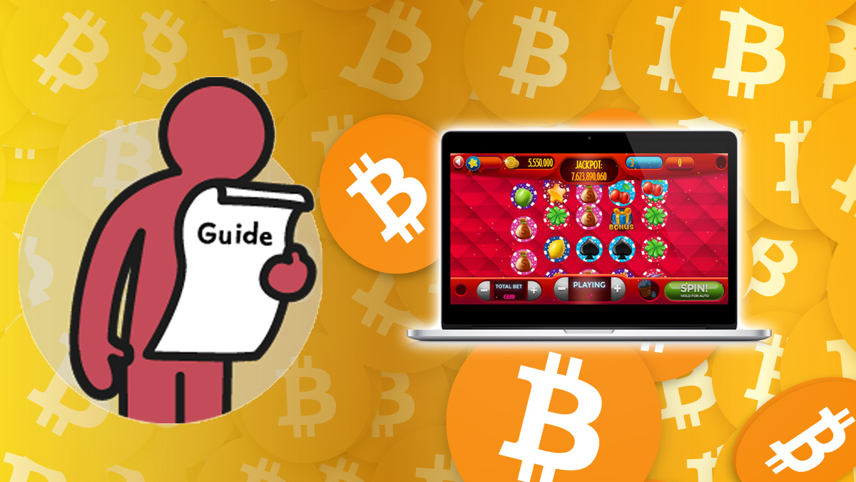 Figure Icon Holding Guide, Laptop Displaying Online Casino Game, Bitcoin Wallpaper