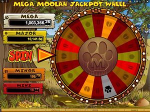 Mega Moolah Jackpot Wheel Slot Machine Screen