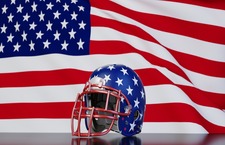 NFL Helmet In Front Of American Flag