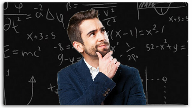 Guy Thinking, Math Equations Background