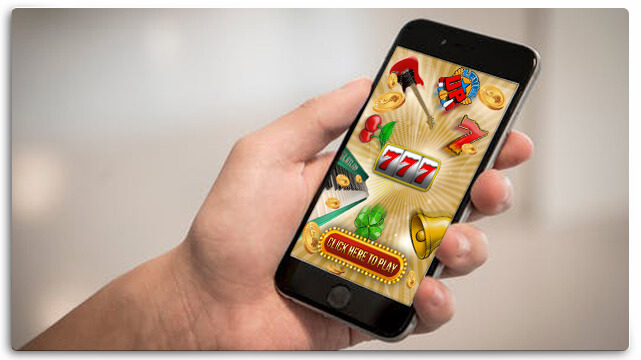 Hand Holding Mobile Phone Displaying Online Casino Game