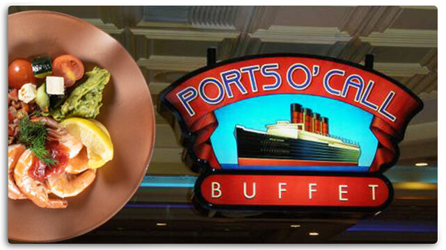 Ports O' Call Buffet in Las Vegas, Mixed Buffet Food Plate Photo