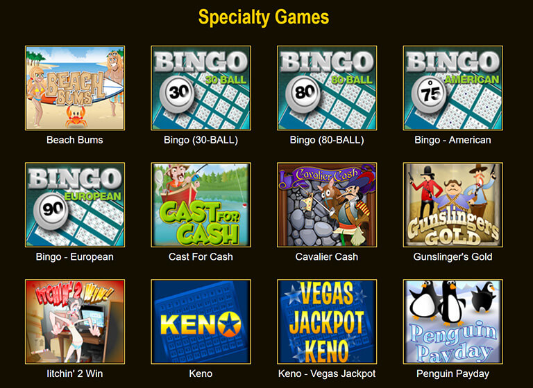 Screenshot of Specialty Games Available on Golden Lion Casino