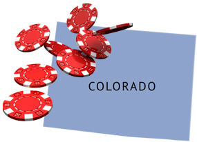 Shape of Colorado State, Red Casino Chip on Top of State