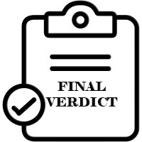 Clip Board Icon with Check Mark and Final Verdict Text