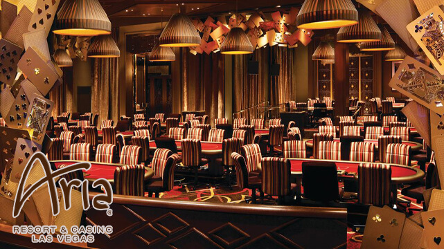 Poker Room Inside Aria Casino, Aria Casino Logo