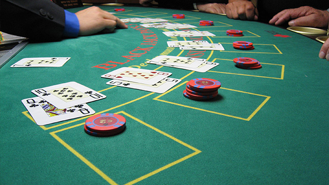 closeup of a blackjack table