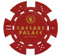 Red Casino Chip With Caesars Palace Logo