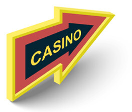 Arrow Sign with Casino Text