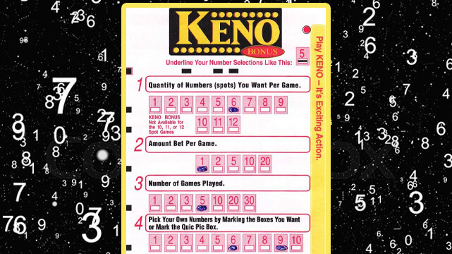 White Numbers Floating Around Background, Casino Keno Ticket