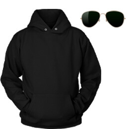 Black Hoodie Sweater, Dark Sunglasses