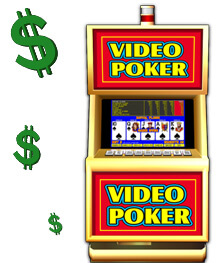 Casino Video Poker Machine, Three Green Dollar Signs