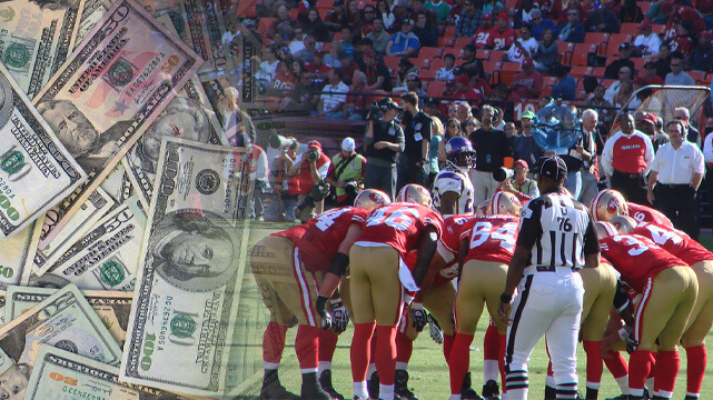 NFL Game, San Francisco 49ers, Pile of Money