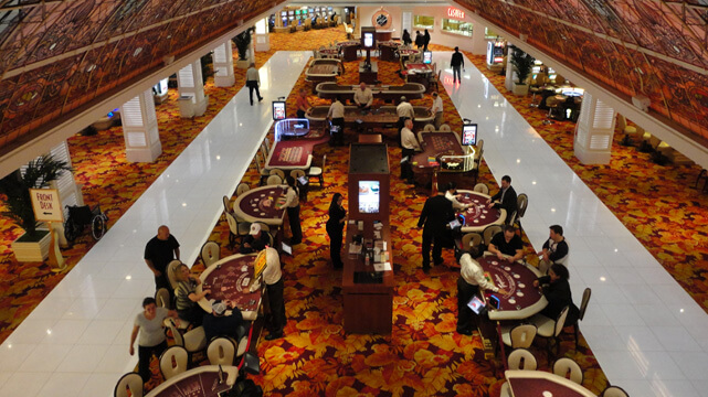 Aerial View of Casino Blackjack Tables