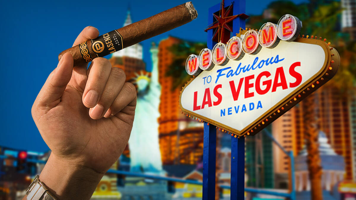 Las Vegas Casino, Welcome to Las Vegas Sign, Hand Holding Cigar