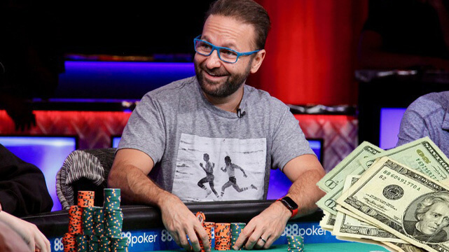 Daniel Negreanu Playing Poker Tournament, Money Spread Out