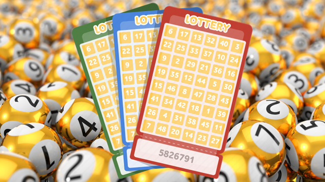 Lottery Numbered Balls, Three Lottery Ticket Icons