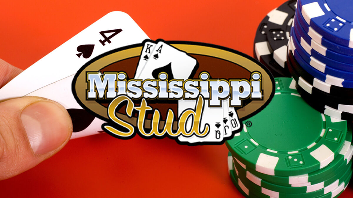 Hand Holding Poker Cards, Casino Colored Chips, Mississippi Stud Poker Logo