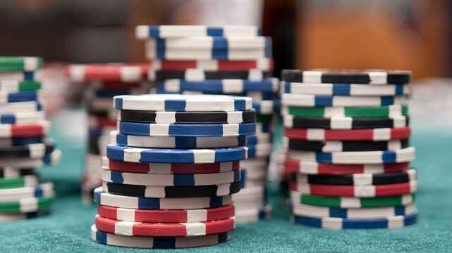 Stacks of Casino Chips on Poker Table
