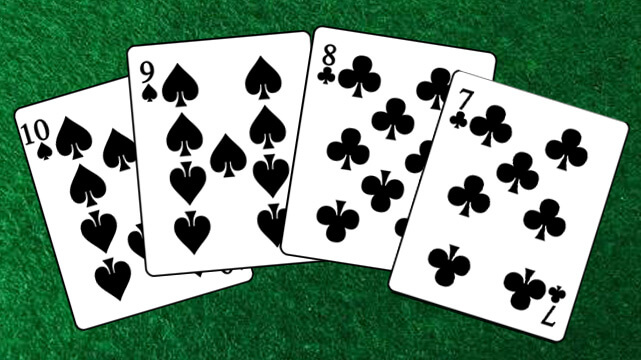 Straight Starting Hands Poker Cards on Green Table