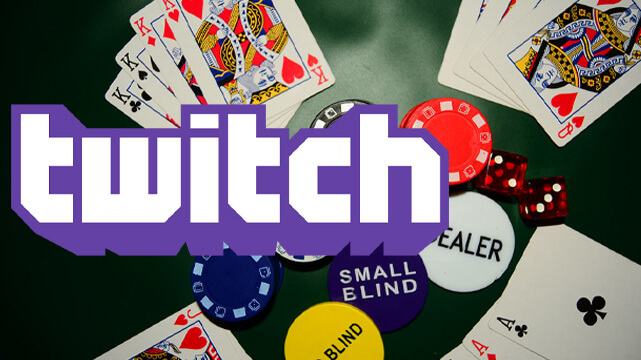 Poker Cards and Chips on Table, Twitch Logo