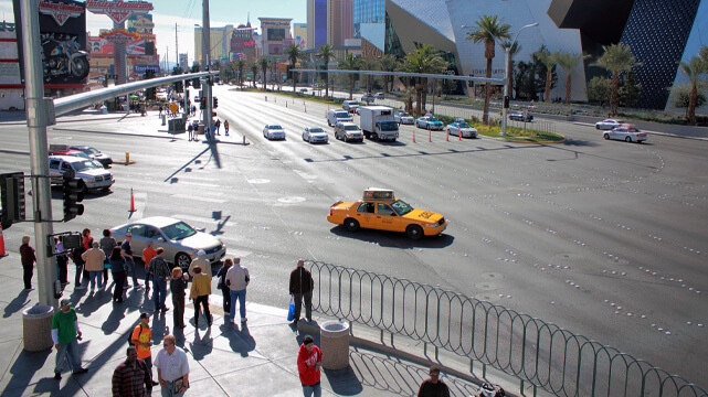 Crowd of People Walking Down Las Vegas Strip