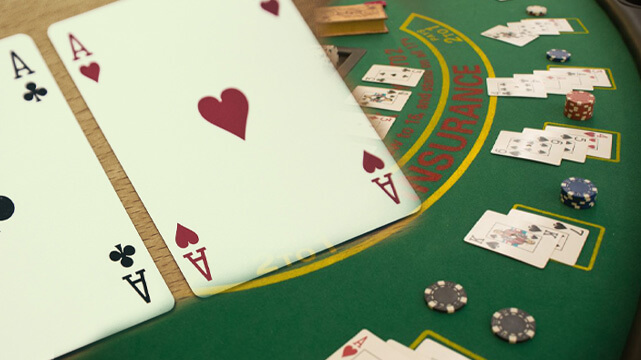 Two Ace Blackjack Cards, Casino Blackjack Table