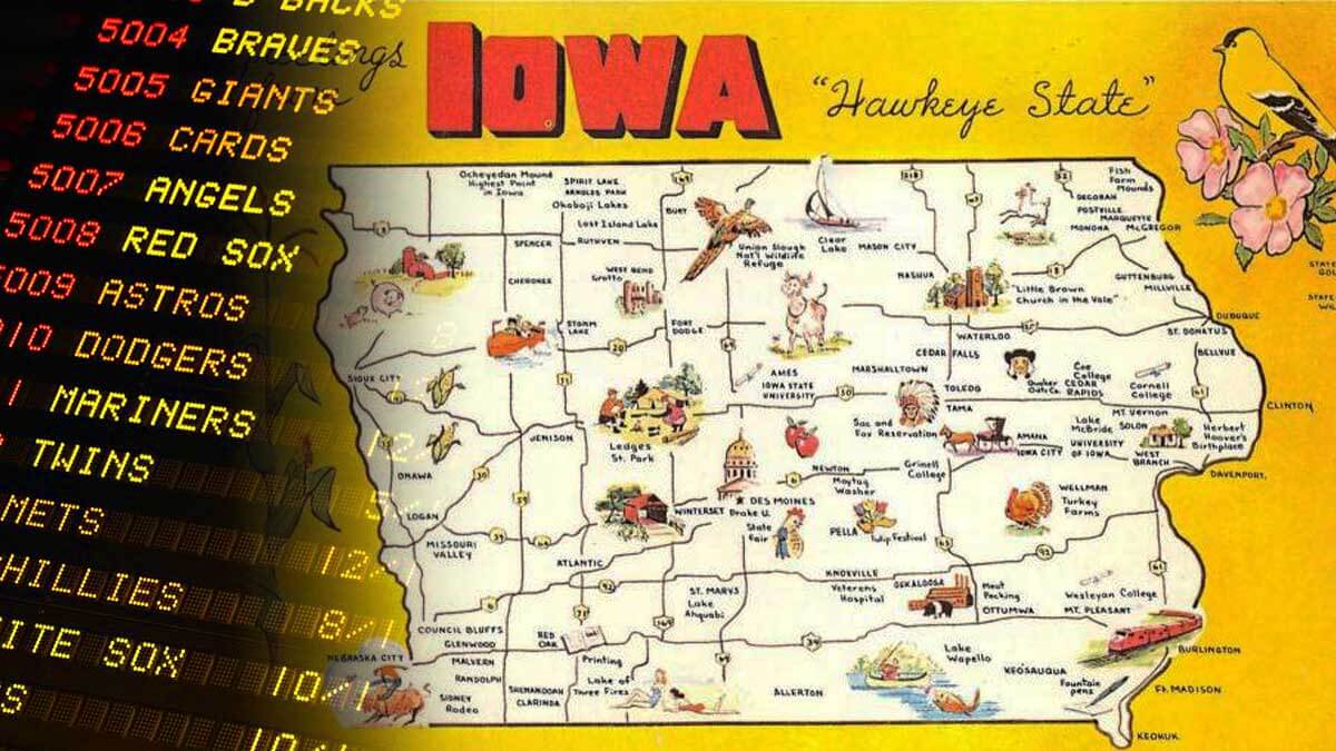 Sportsbook Moneylines, Map of Iowa Postcard