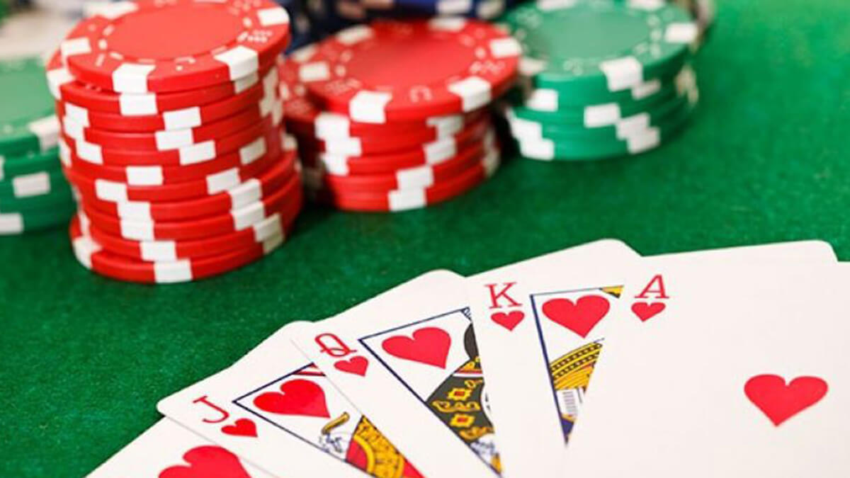 Poker Hand on Table with Chips 1