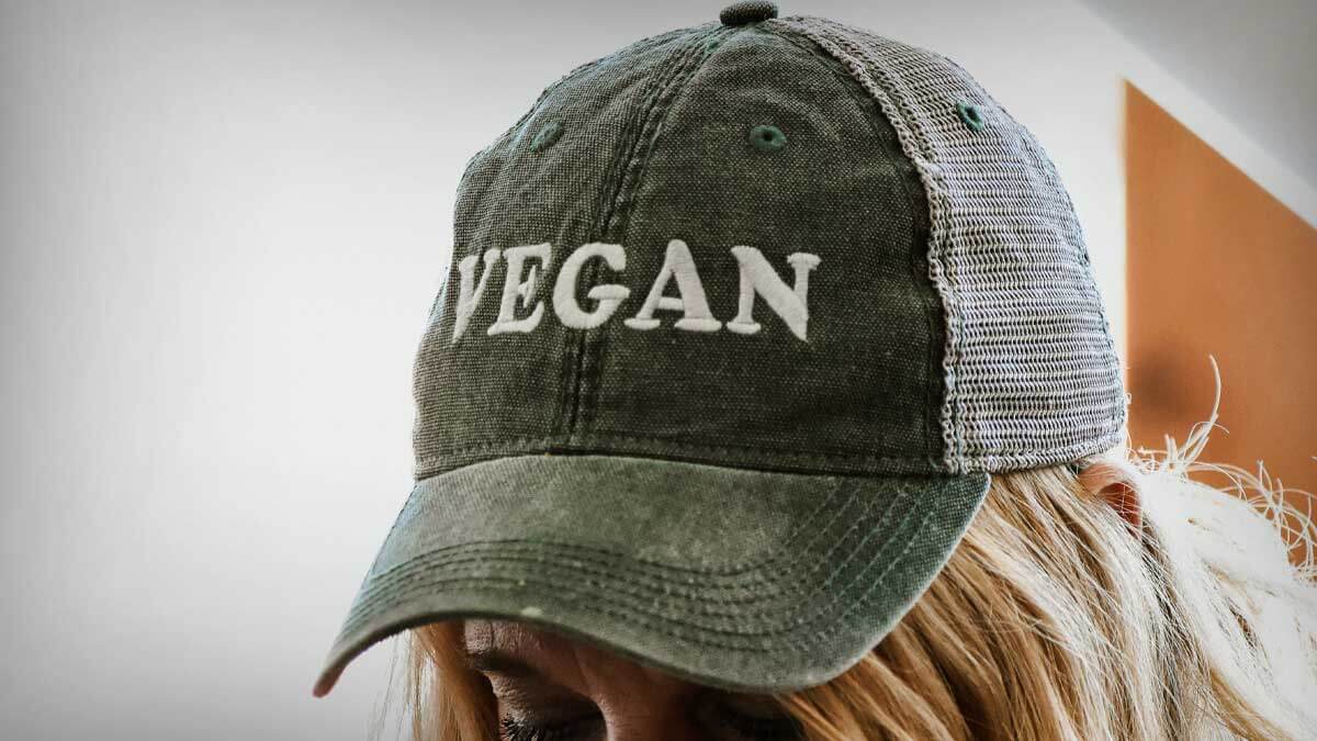 Woman Wearing Vegan Hat