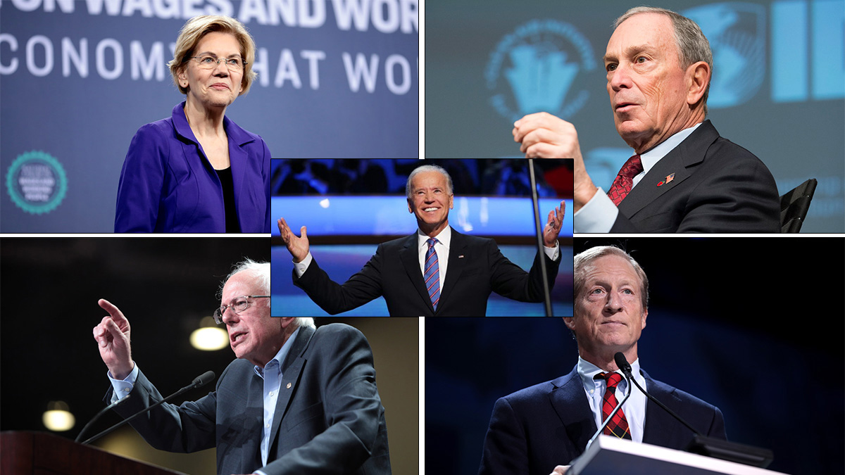 Joe Biden, Elizabeth Warren, Michael Bloomberg, Tom Steyer, Bernie Sanders