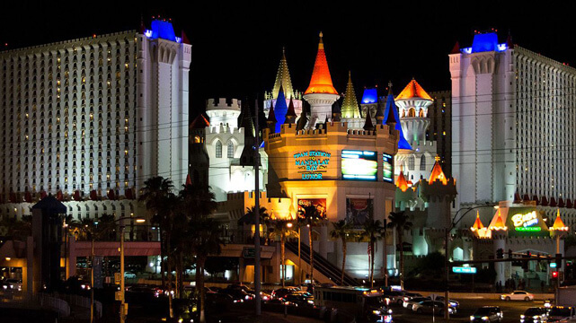 Night View of the Excalibur Casino in Las Vegas