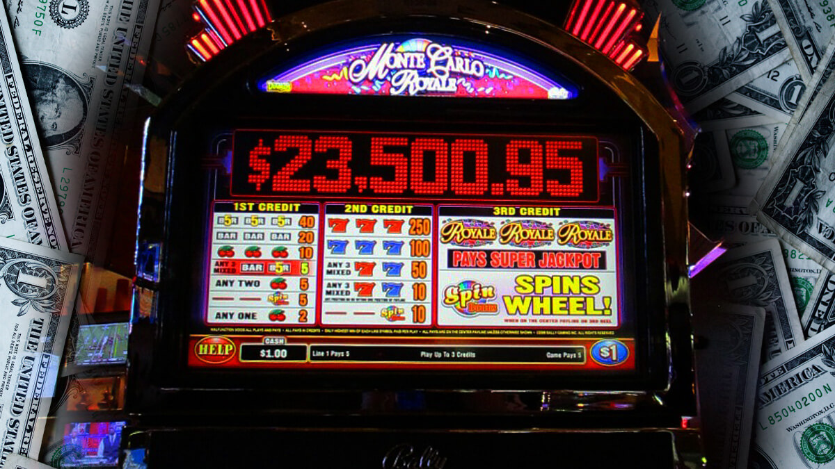 Casino Slot Machine Jackpot and Paytables, Pile of Money