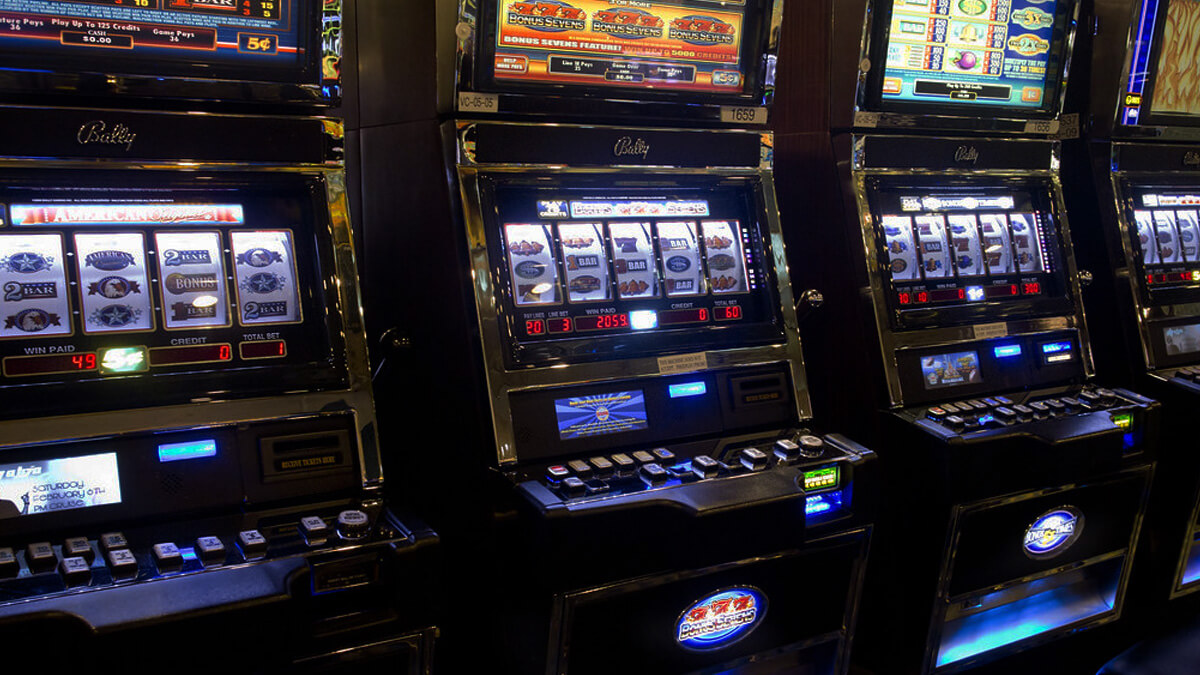 Row of Slot Machines in Casino