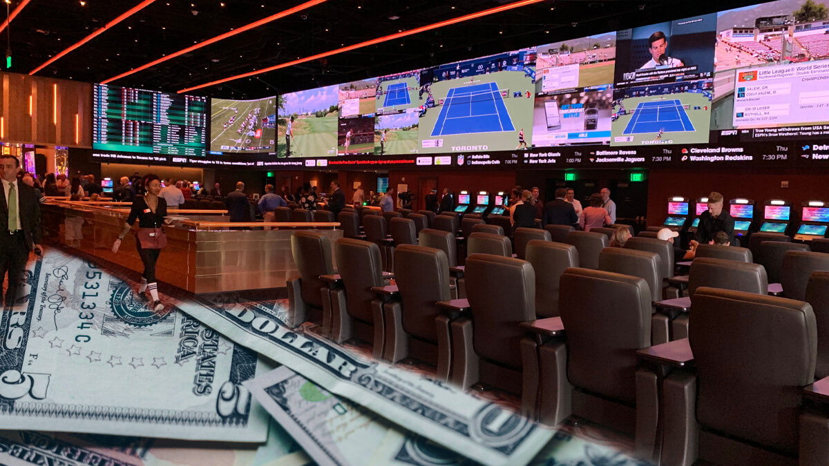 Inside a Casino Sportsbook, Pile of Money