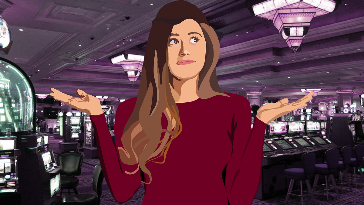 Confused Woman in a Casino