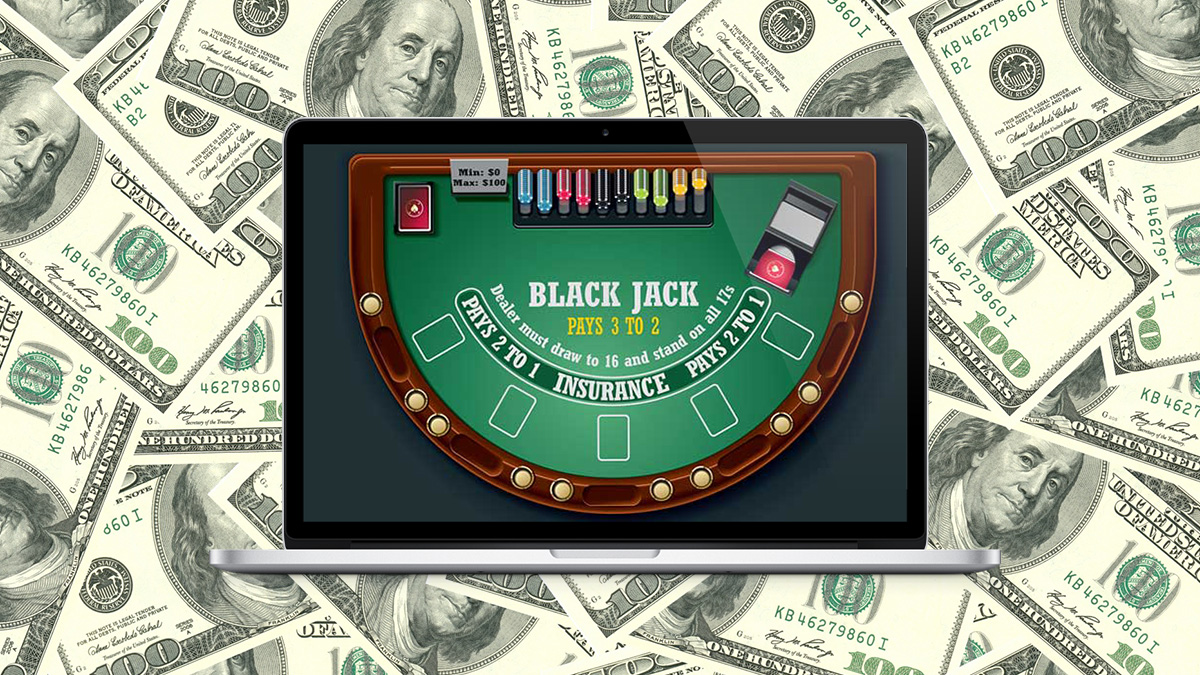 Online Blackjack on Laptop and Money
