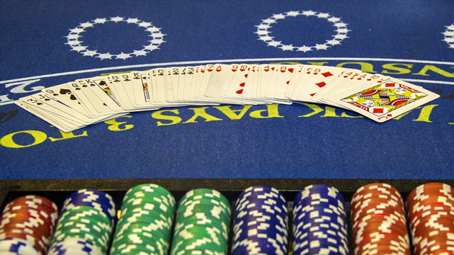 Closeup of Blackjack Table and Chips