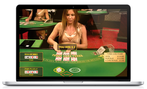 Live Dealer 3 Card Poker in Laptop