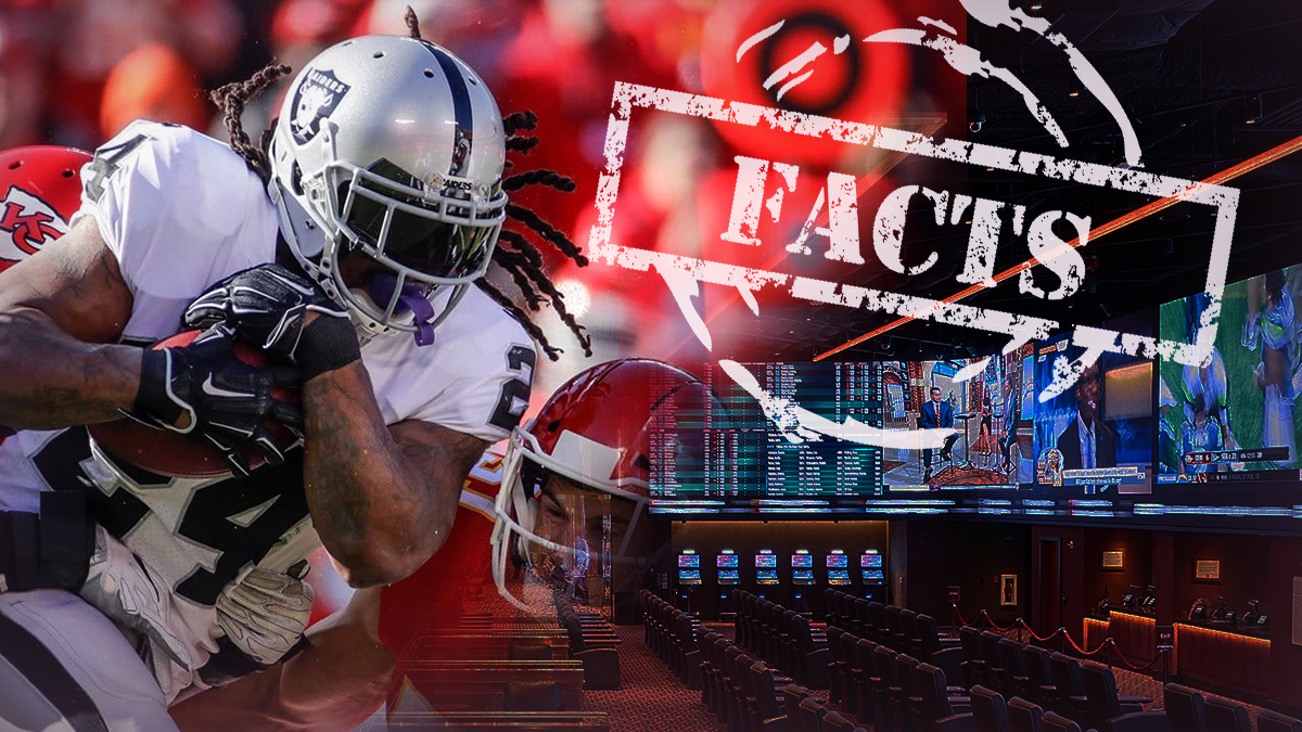 Nfl Player Running Image Mixed With Sportsbook Image and Words "Facts" Stamped Over Top