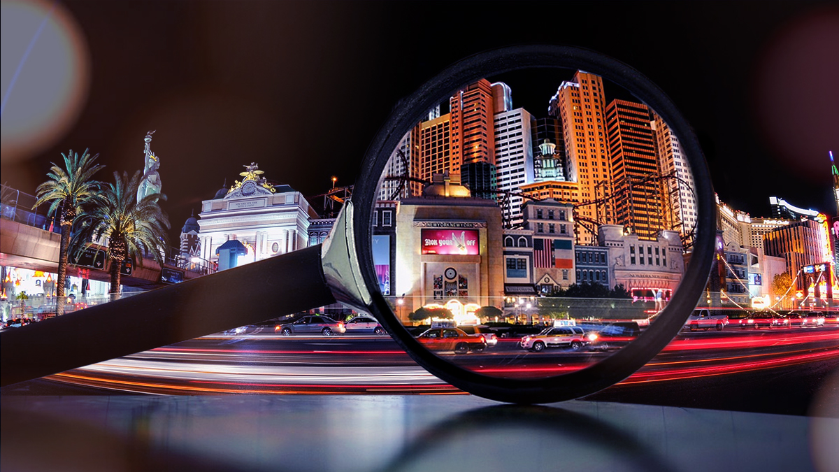 Magnifying Glass With Las Vegas Strip in Background