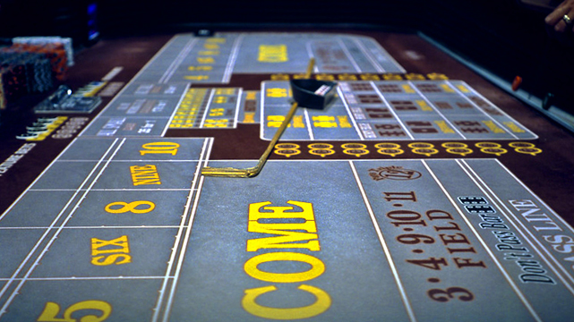 Long View of a Blue Craps Table