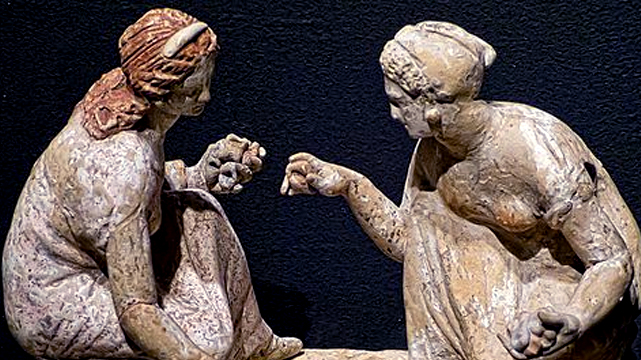 Greek Statue of Women Playing Knuckles