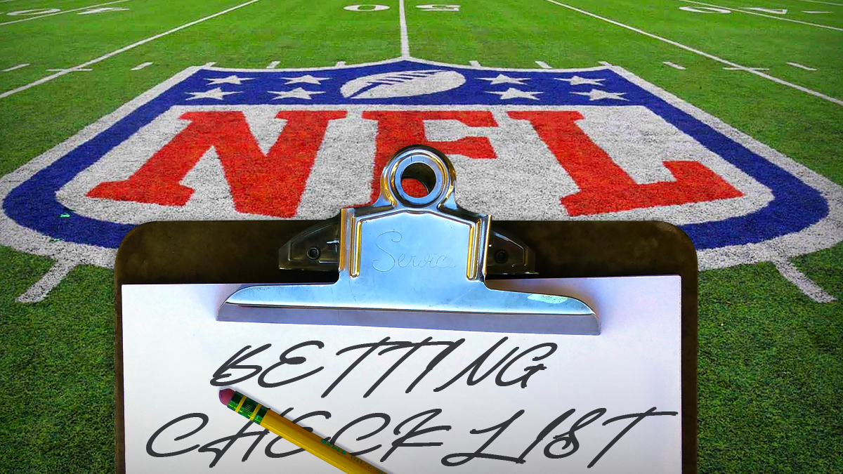 Betting Checklist Written on Clipboard With NFL Field Background
