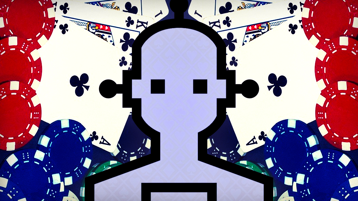Simple Robot Image With Poker Themed Background