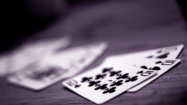 Black and White Photo of Playing Cards