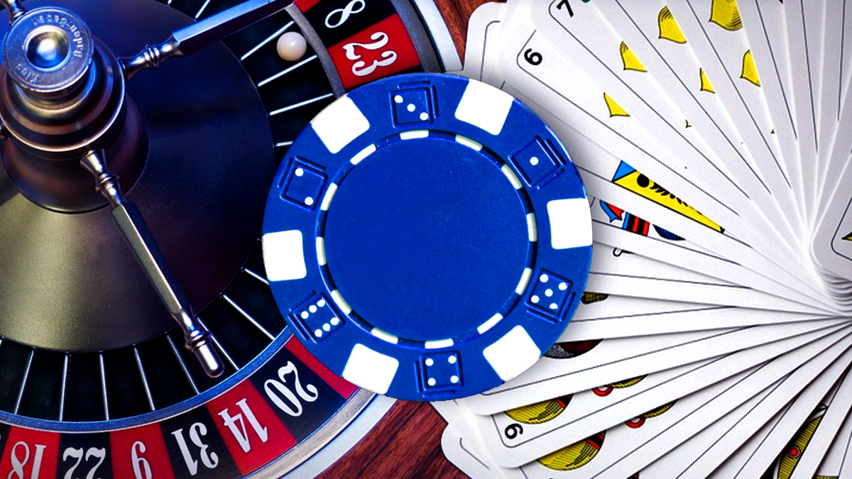 Poker Chip and Roulette and Casino Card Background
